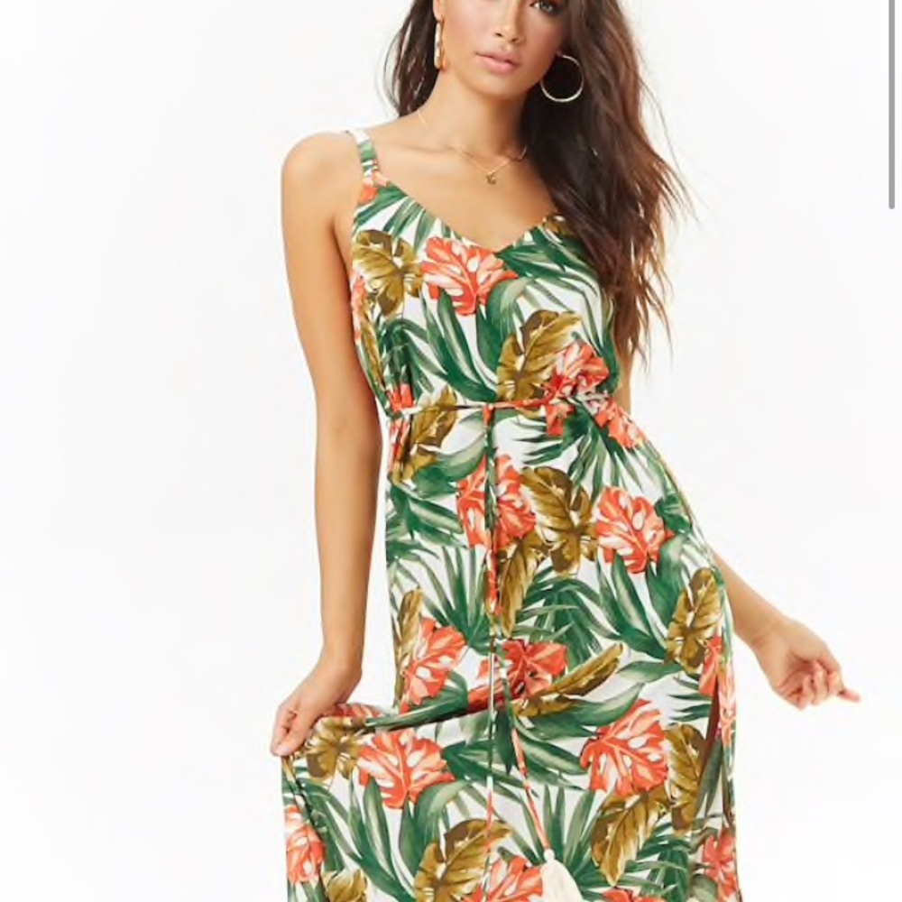 Floral and Palm tree maxi dress